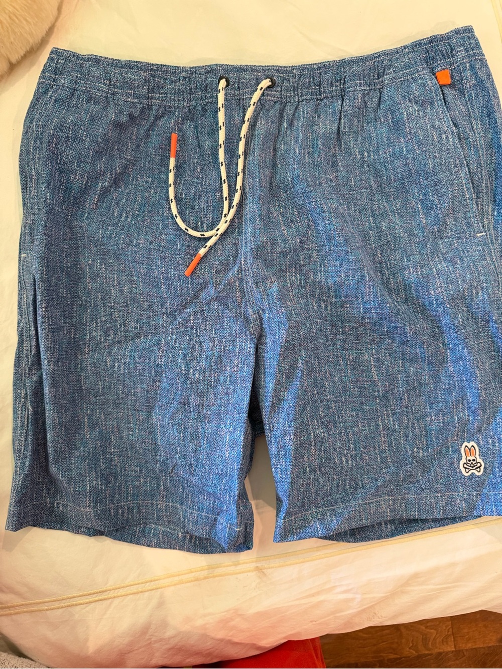 Psycho Bunny Blue Heathered Drawstring Swim Shorts